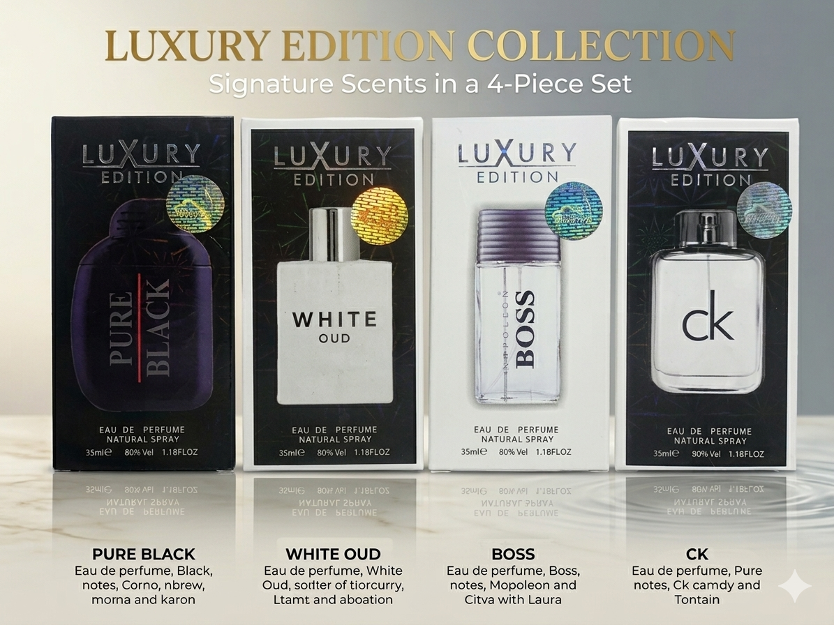 4 Premium Perfume Testers Bundle (35ml Each) | Long Lasting Fragrances